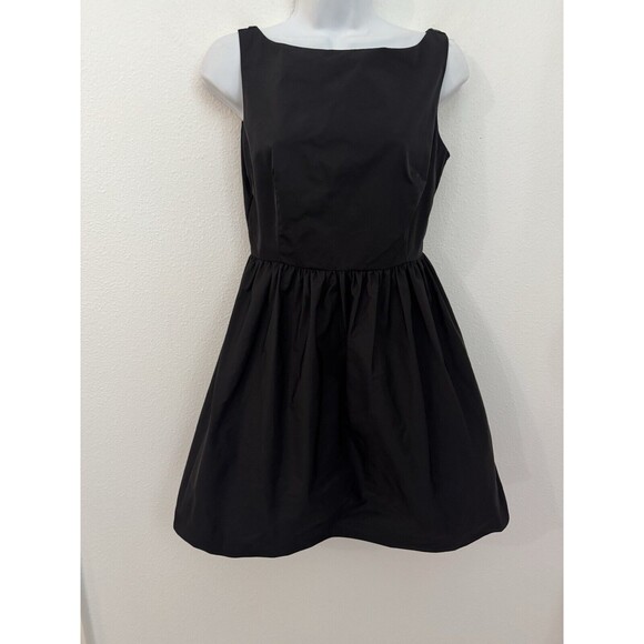 Pearl Georgina Chapman Dress Womens 4 Classic Black Taffeta A Line Sleeveless V - Picture 1 of 7